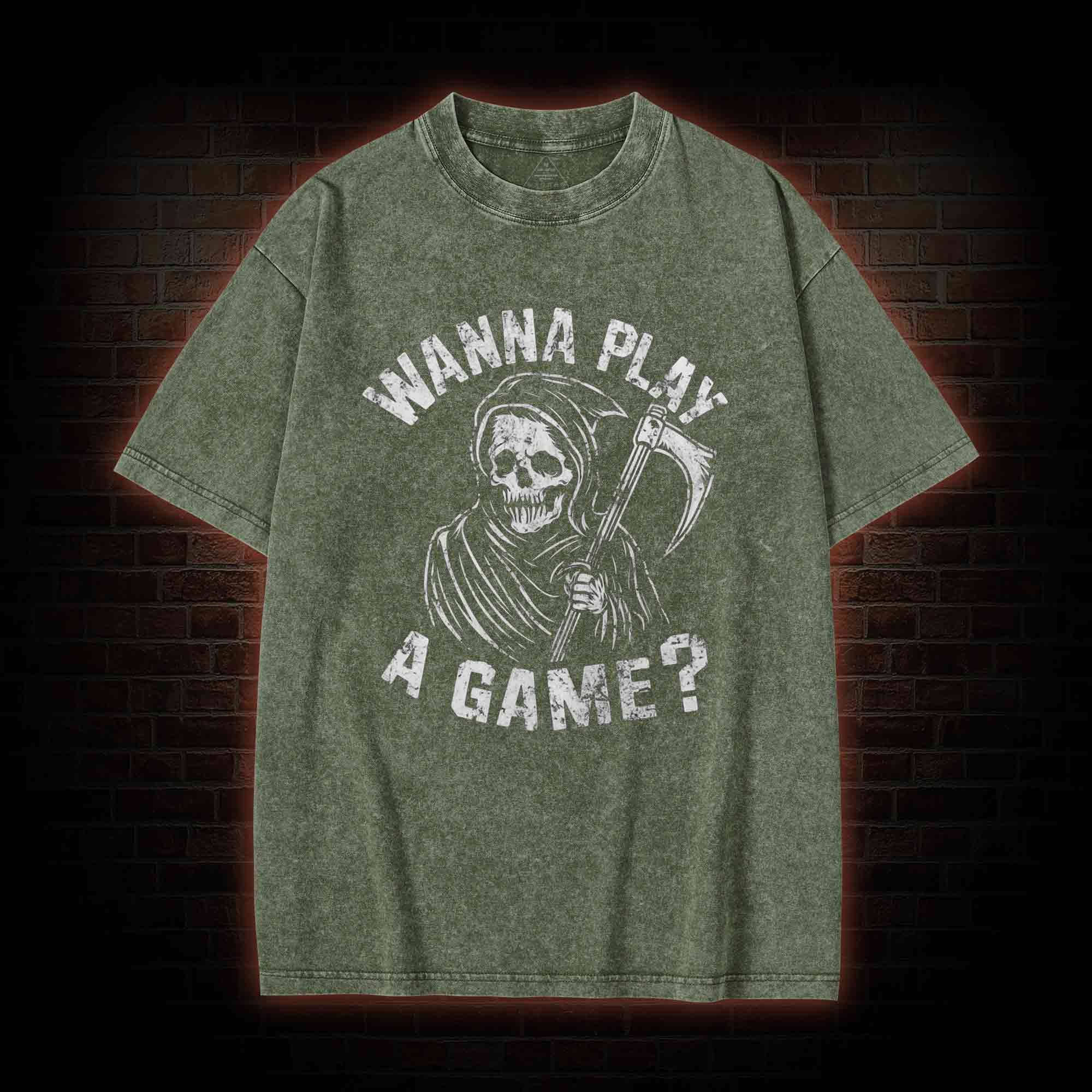 Wanna Play A Game Grim Reaper Washed T-shirt