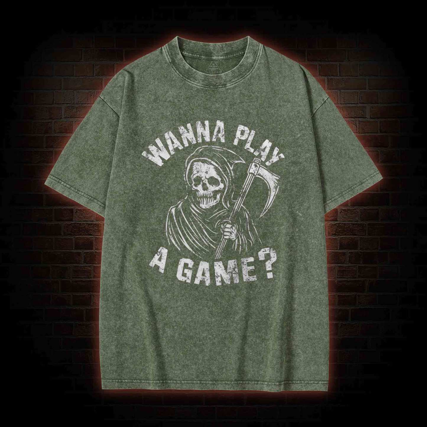 Wanna Play A Game Grim Reaper Washed T-shirt