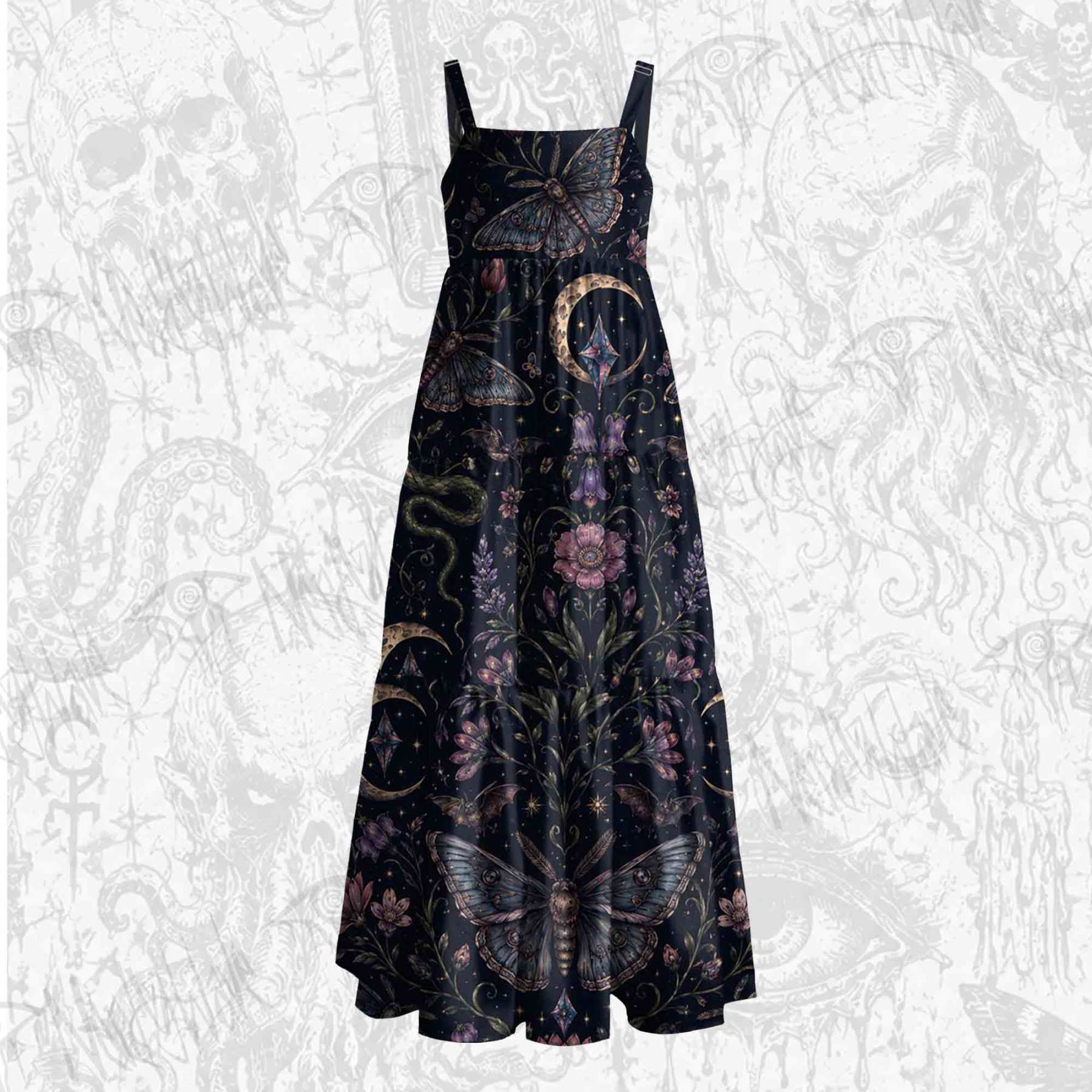 Moth and Botanical Wide Straps Maxi Dress