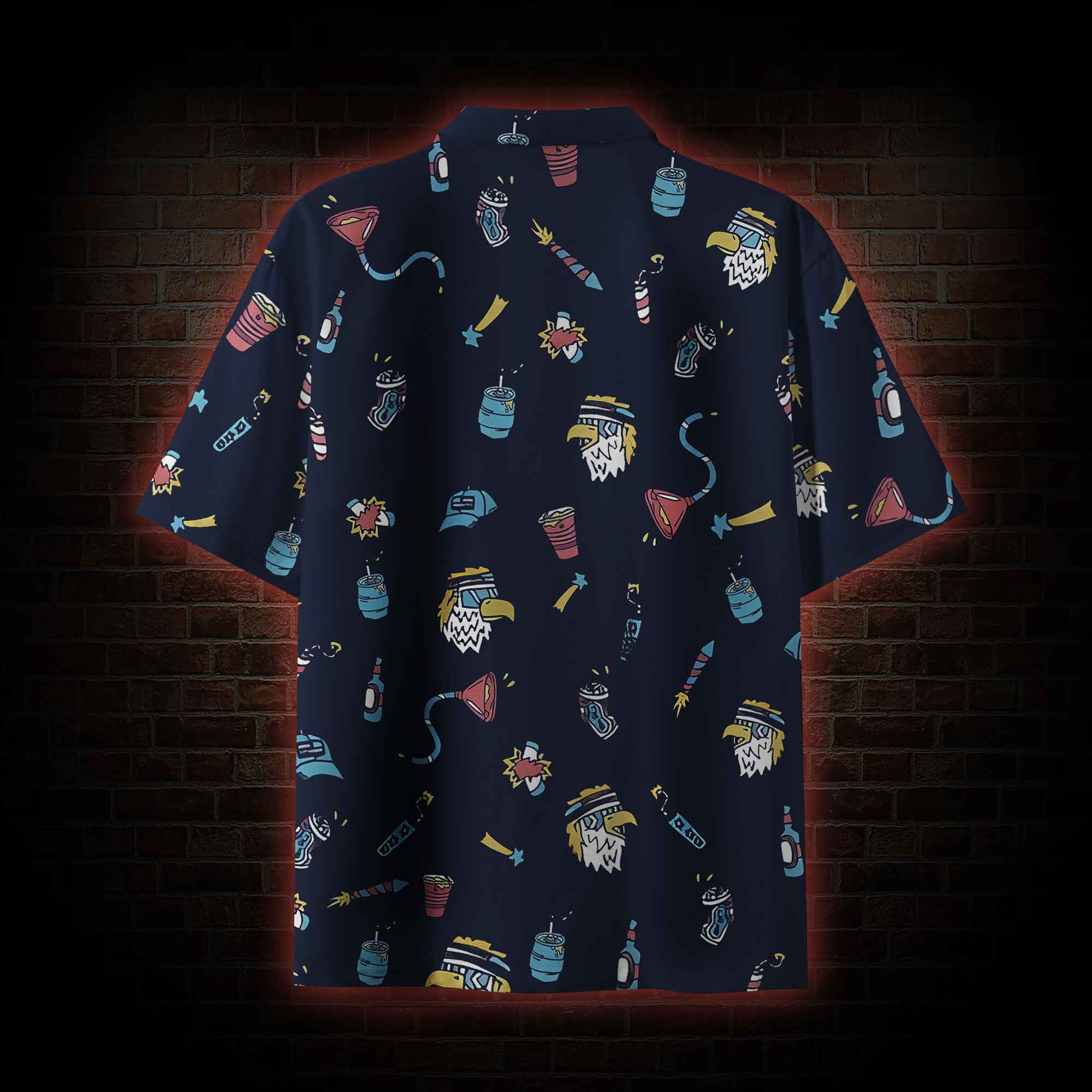 Bald Eagle and Independence Day Button-Up Shirt