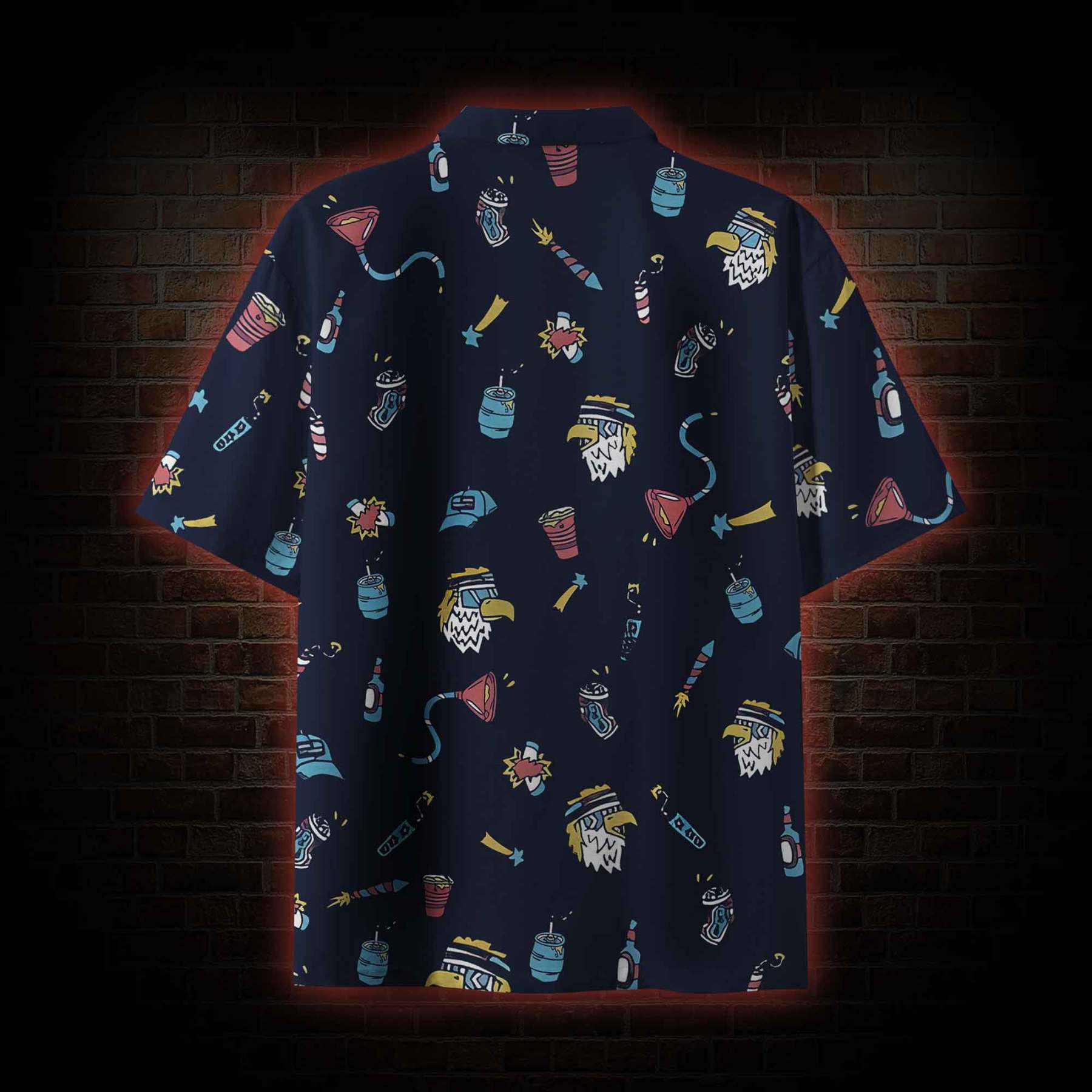 Bald Eagle and Independence Day Button-Up Shirt