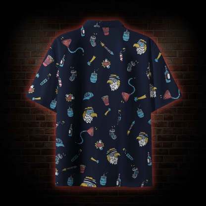 Bald Eagle and Independence Day Button-Up Shirt