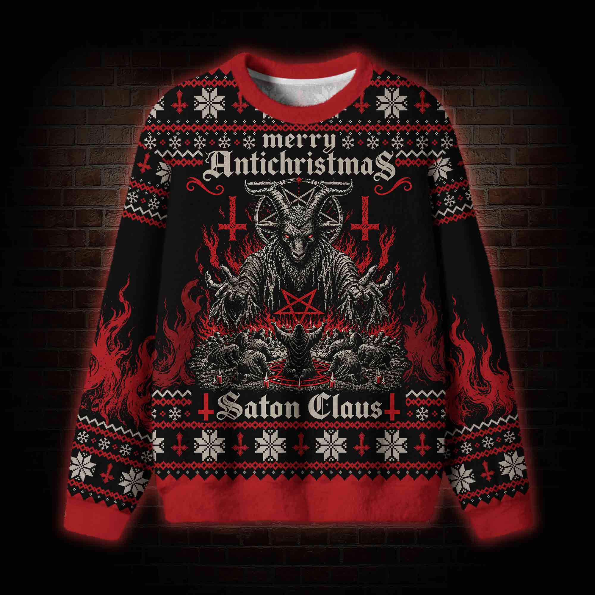 Merry Antichrist Xmas Vintage Ugly Sweatshirts