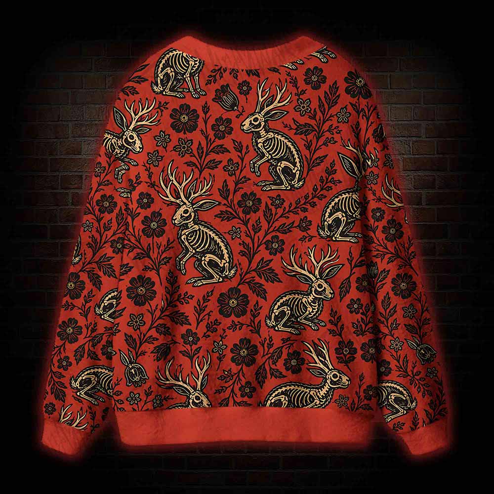 Jacklope and Flower Cardigan Sweater