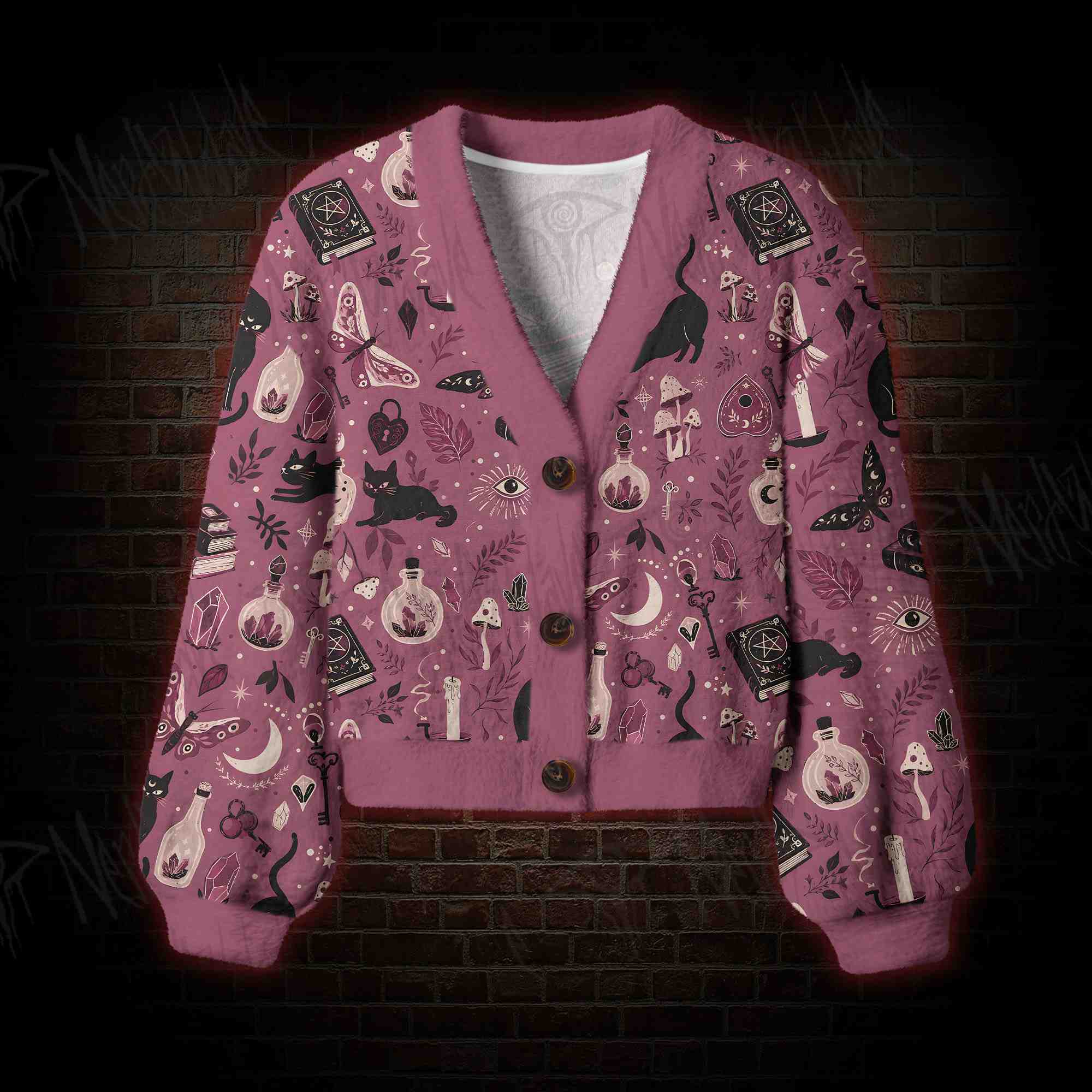 Rose Witch Cabinet Women's Cardigan Sweater