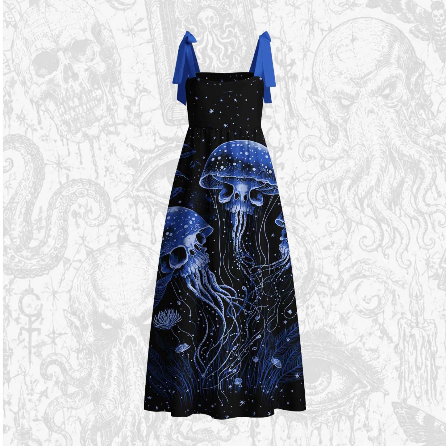 Cosmic Jellyfish Tie Shoulder Maxi Dress