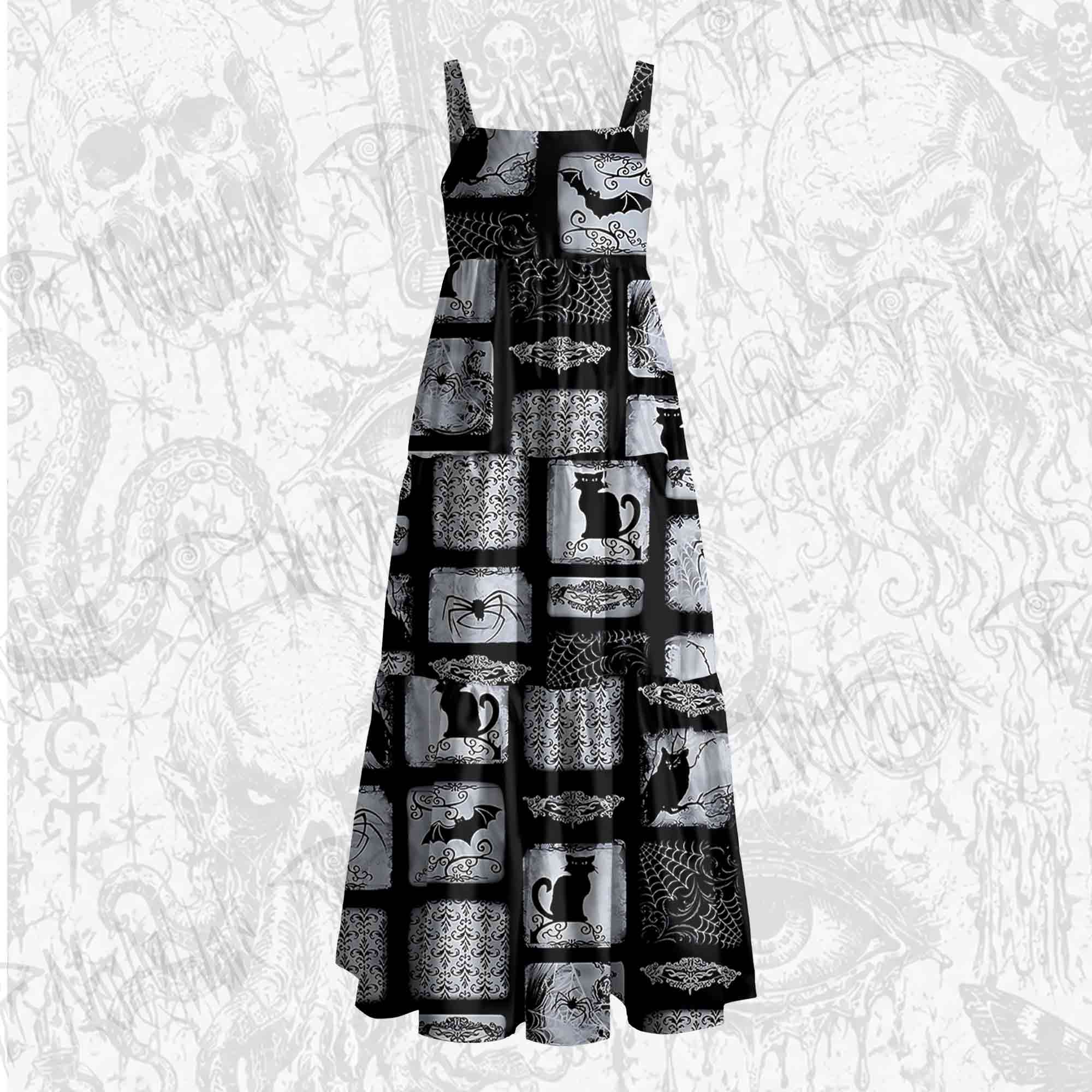 Wicked Cats Wide Straps Maxi Dress