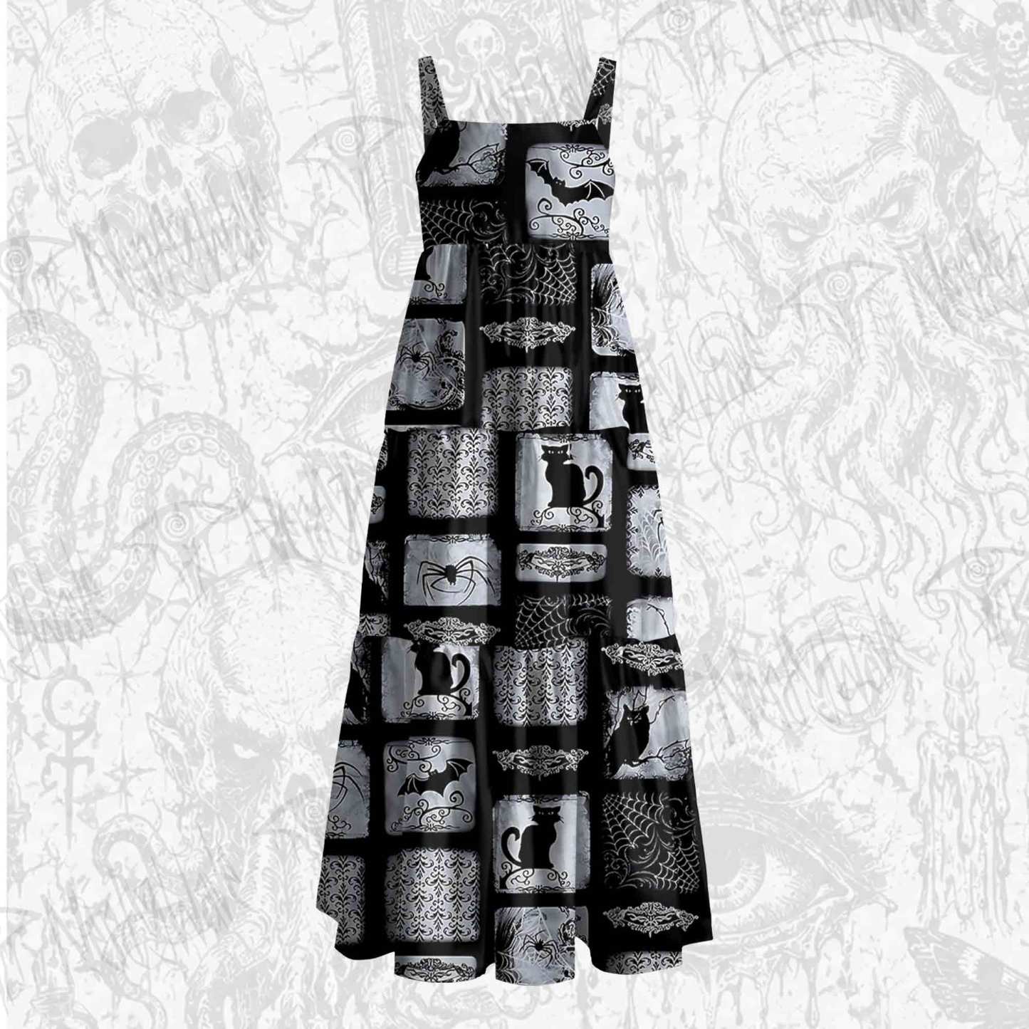 Wicked Cats Wide Straps Maxi Dress
