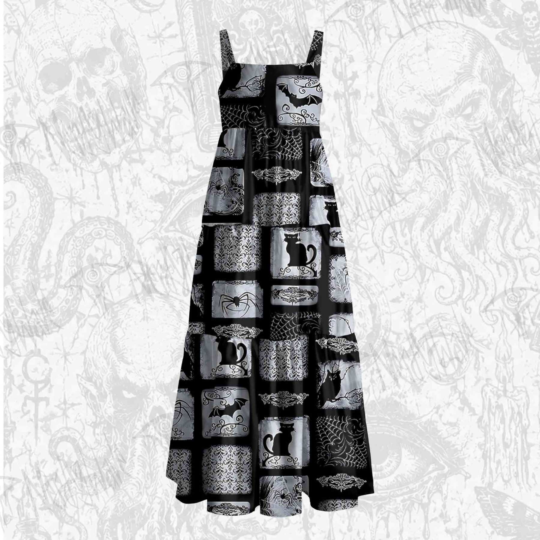 Wicked Cats Wide Straps Maxi Dress
