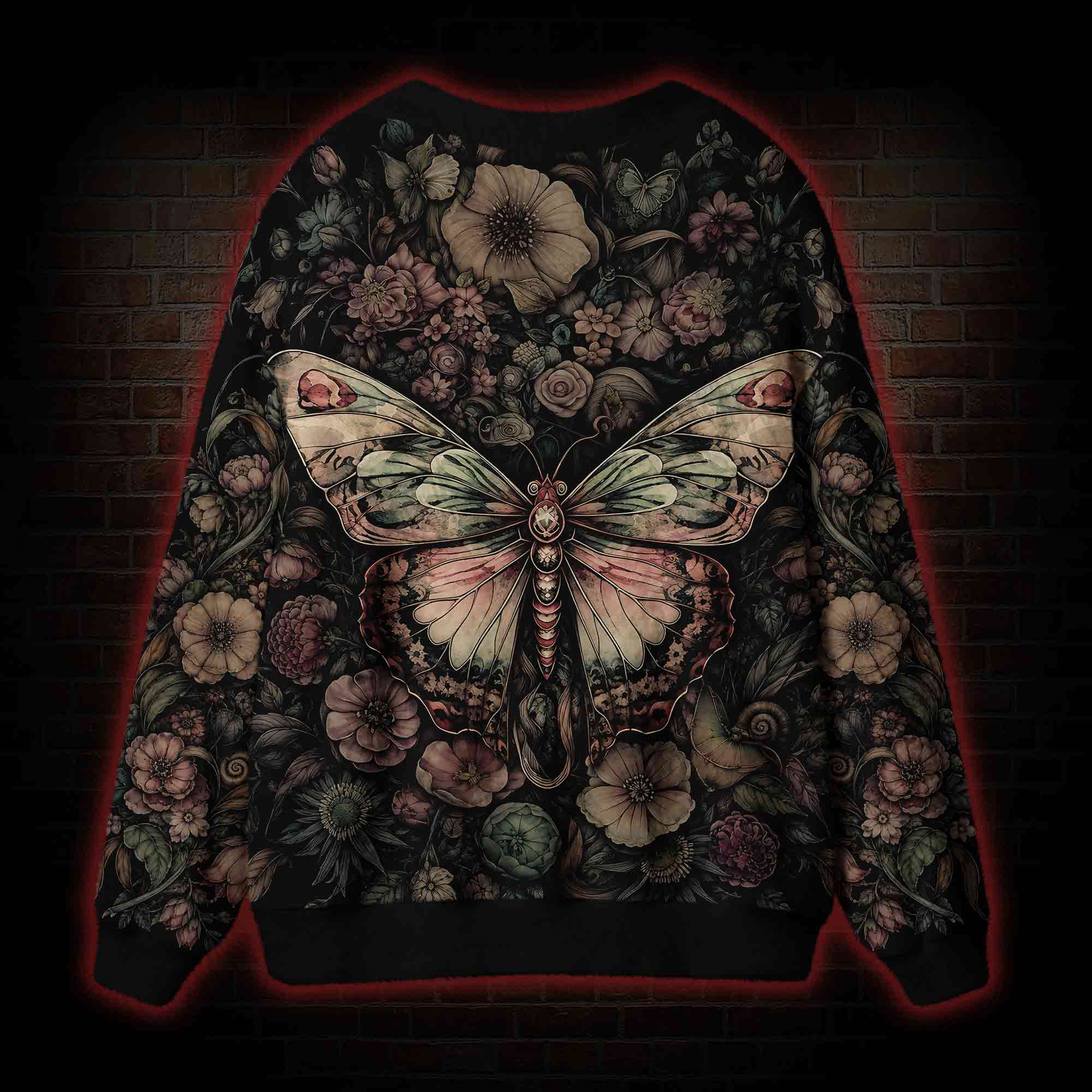 Midnight Butterfly Garden Cardigan Sweater