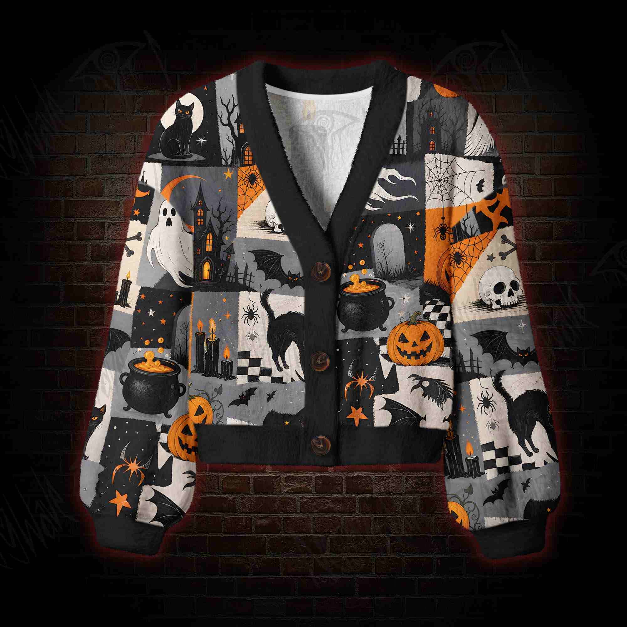 Haunted Patchwork Women's Cardigan Sweater