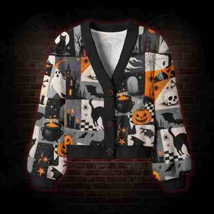 Haunted Patchwork Women's Cardigan Sweater