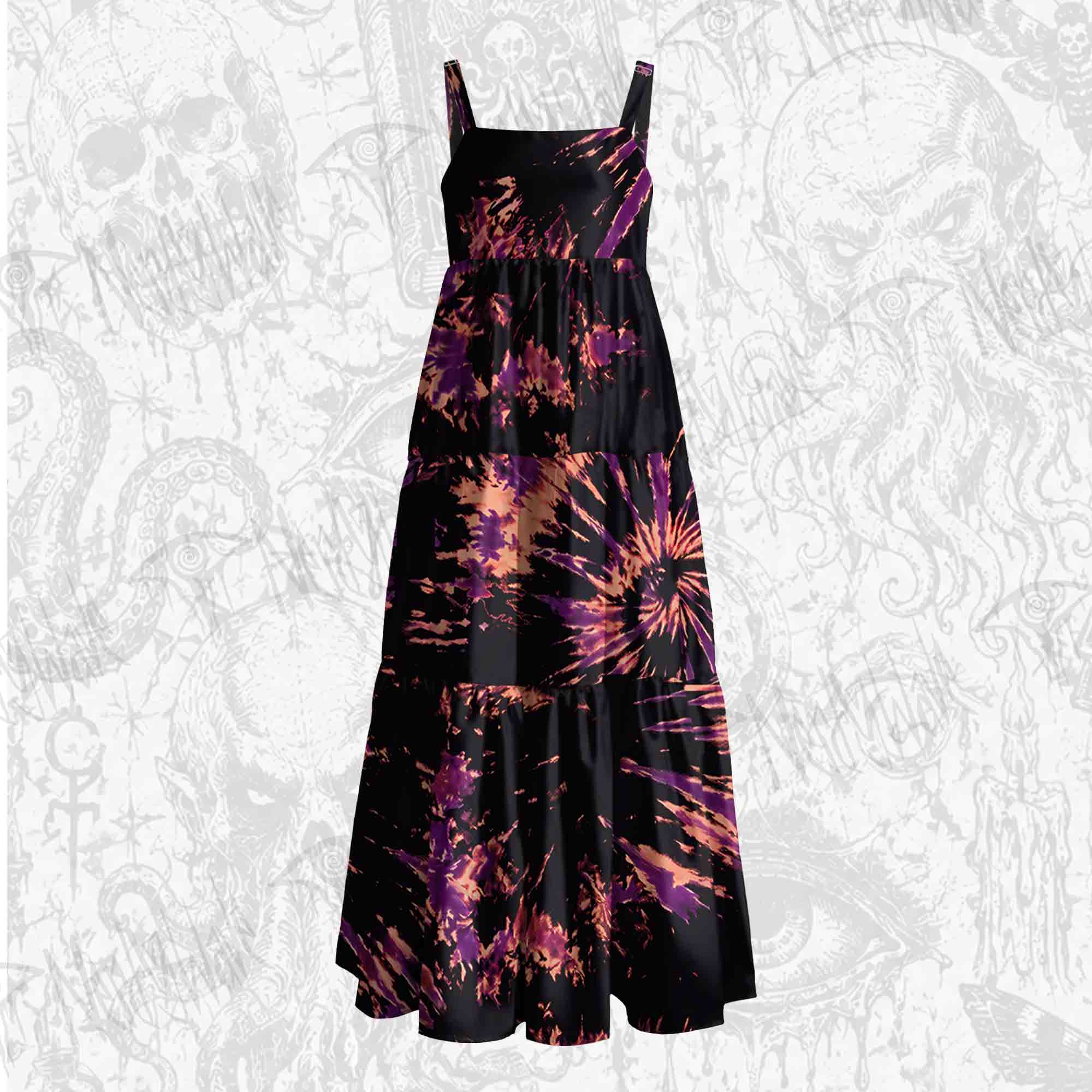Tie Dye Wide Straps Maxi Dress