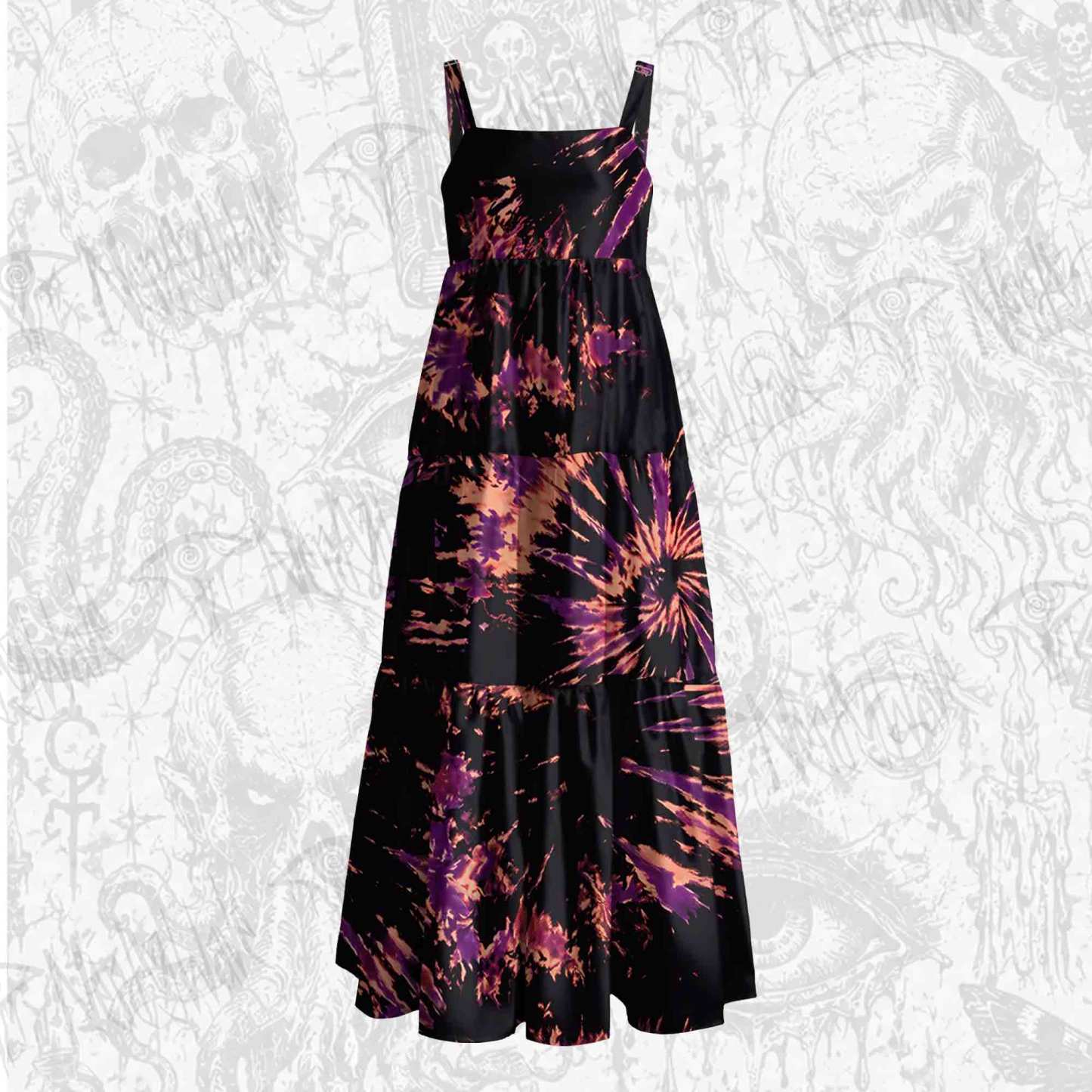 Tie Dye Wide Straps Maxi Dress