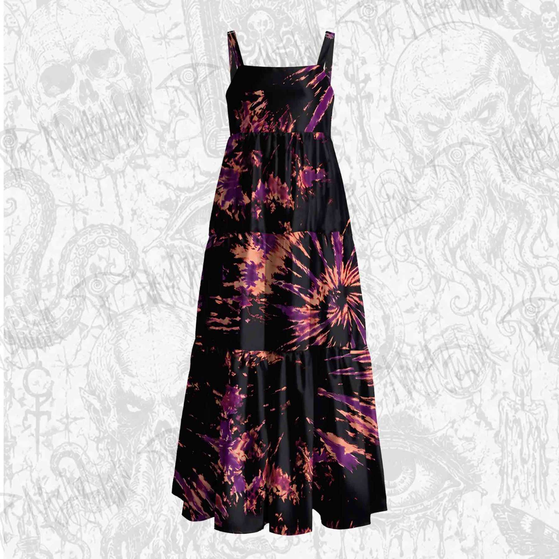 Tie Dye Wide Straps Maxi Dress
