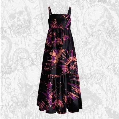 Tie Dye Wide Straps Maxi Dress