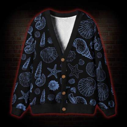 Blue Seashell Cardigan Sweater
