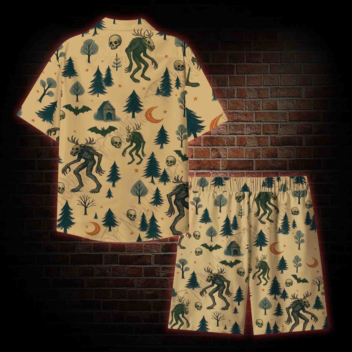 Wendigo in the Forest Lightweight Hawaiian Shirt