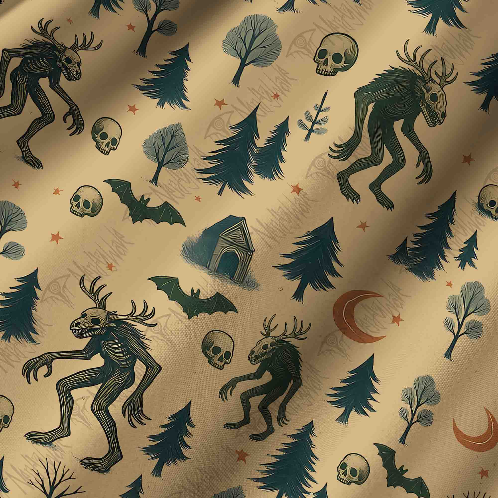 Wendigo in the Forest Lightweight Hawaiian Shirt