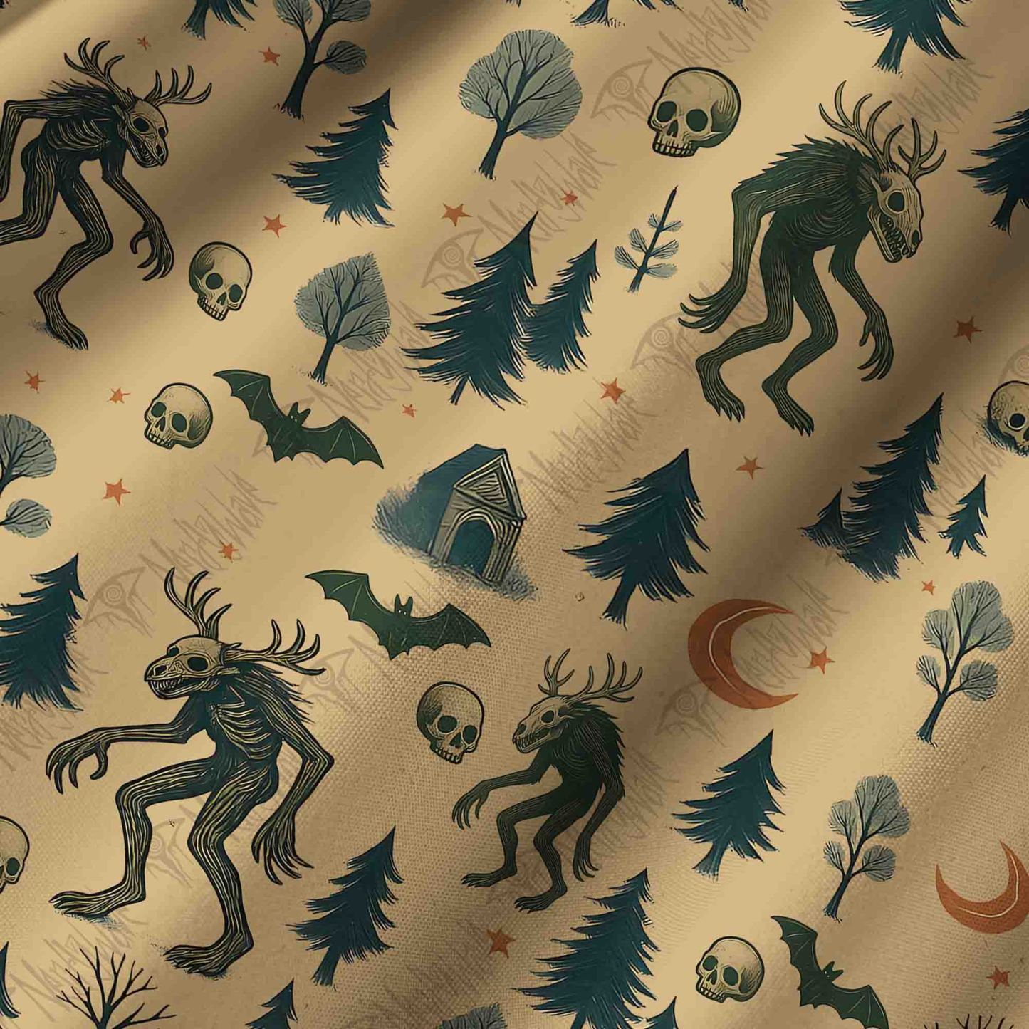Wendigo in the Forest Lightweight Hawaiian Shirt