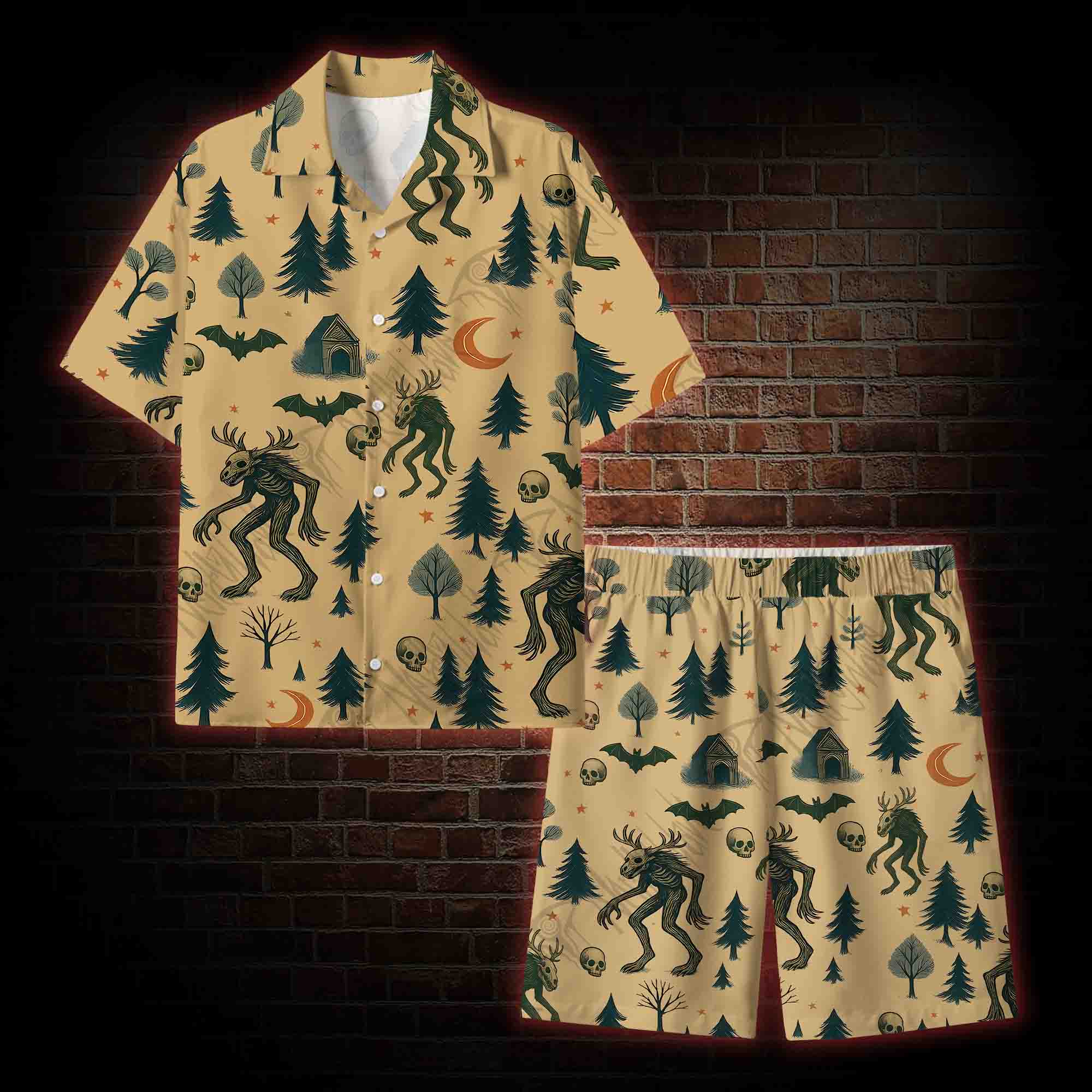 Wendigo in the Forest Lightweight Hawaiian Shirt