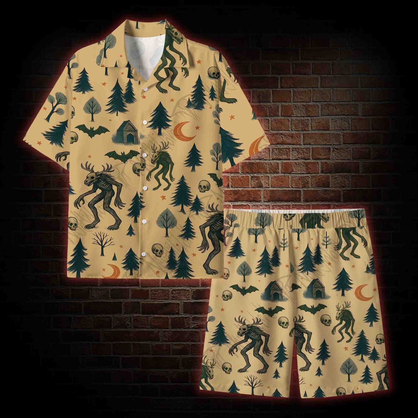 Wendigo in the Forest Lightweight Hawaiian Shirt