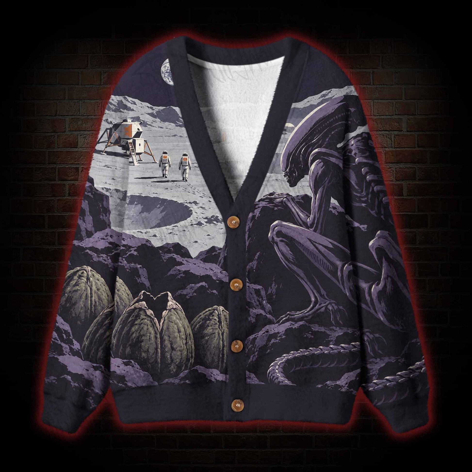 Lunar Alien Creature Cardigan Sweater – nerdywave