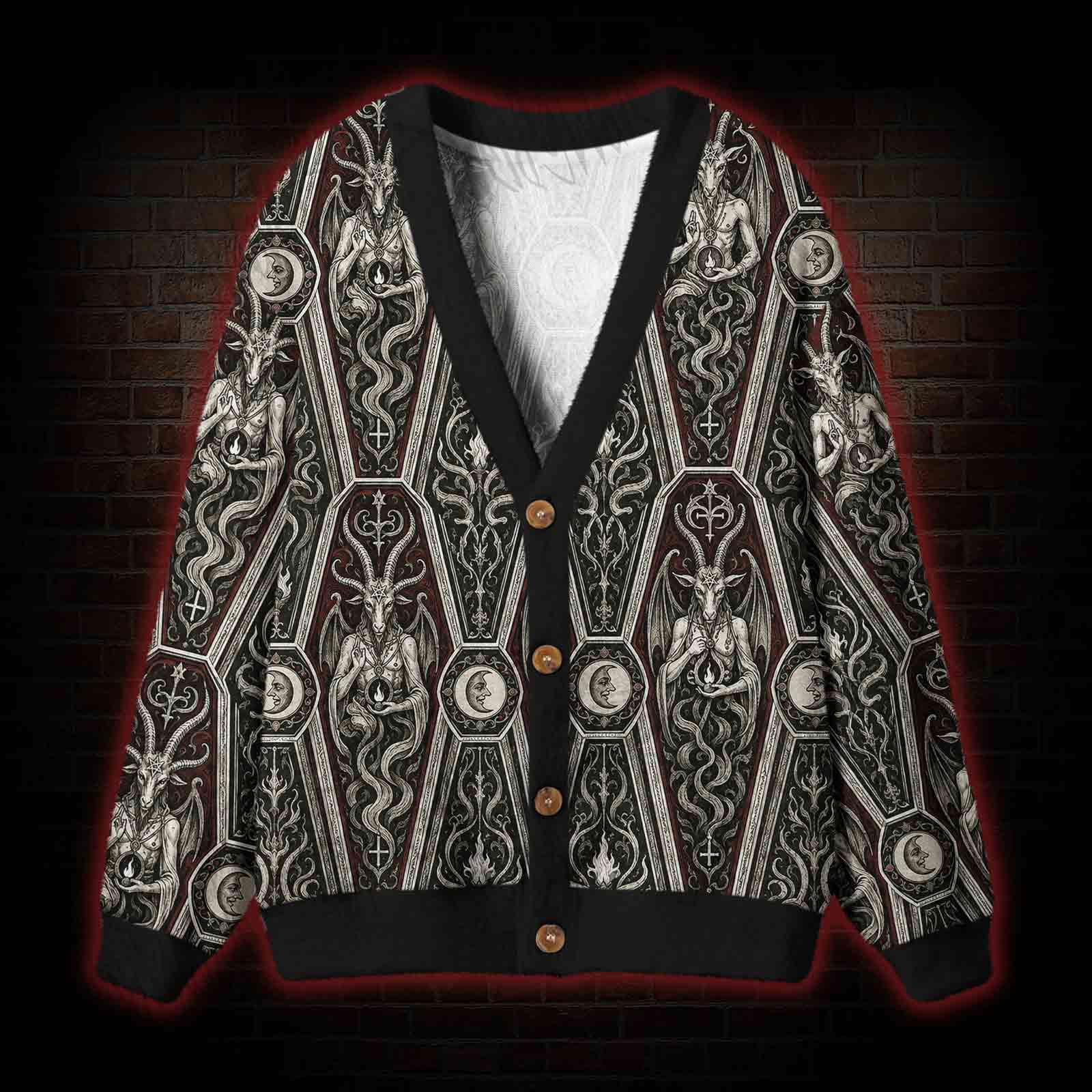 Baphomet Coffin Ritual Cardigan Sweater