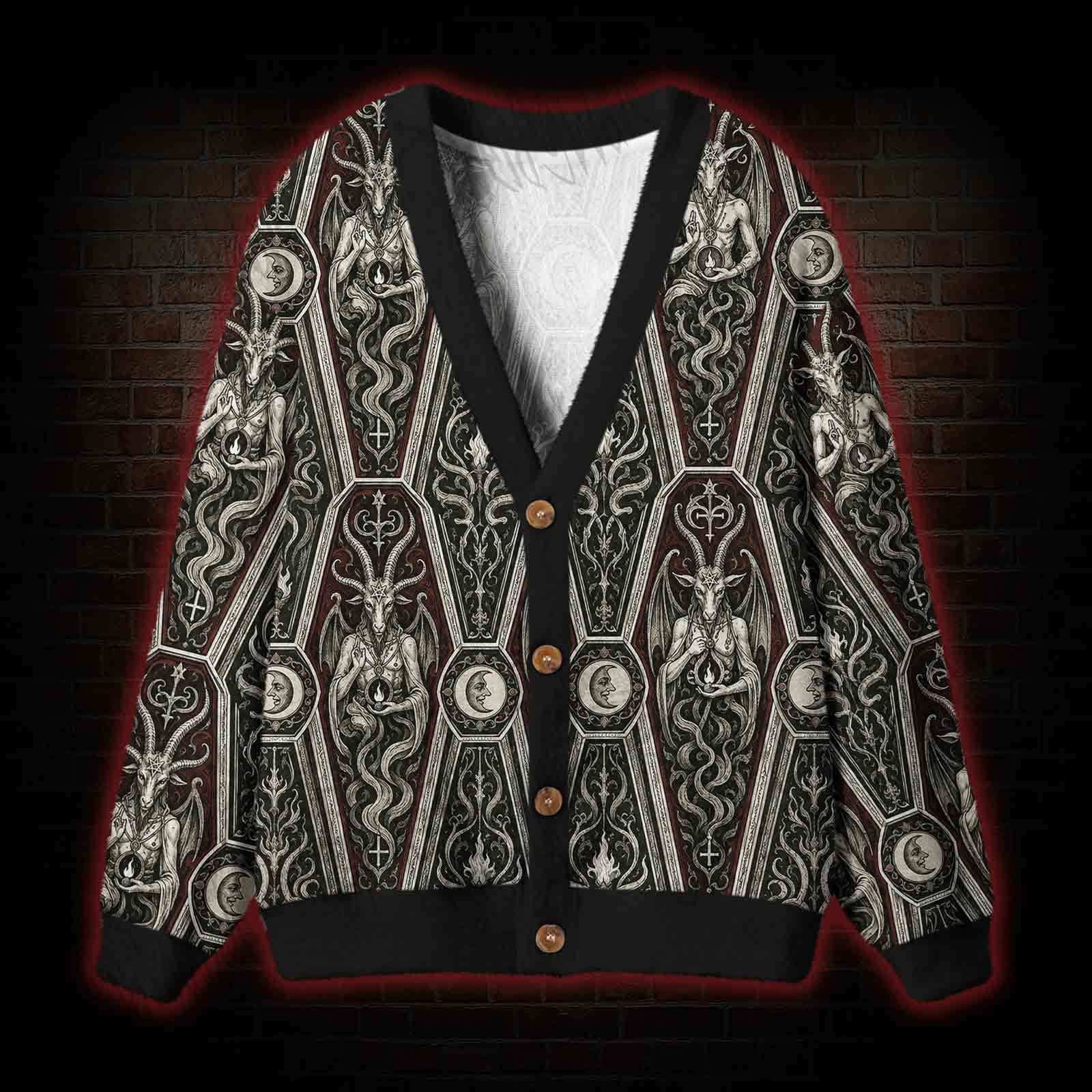 Baphomet Coffin Ritual Cardigan Sweater