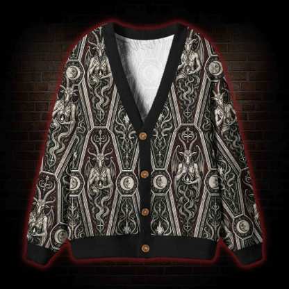 Baphomet Coffin Ritual Cardigan Sweater