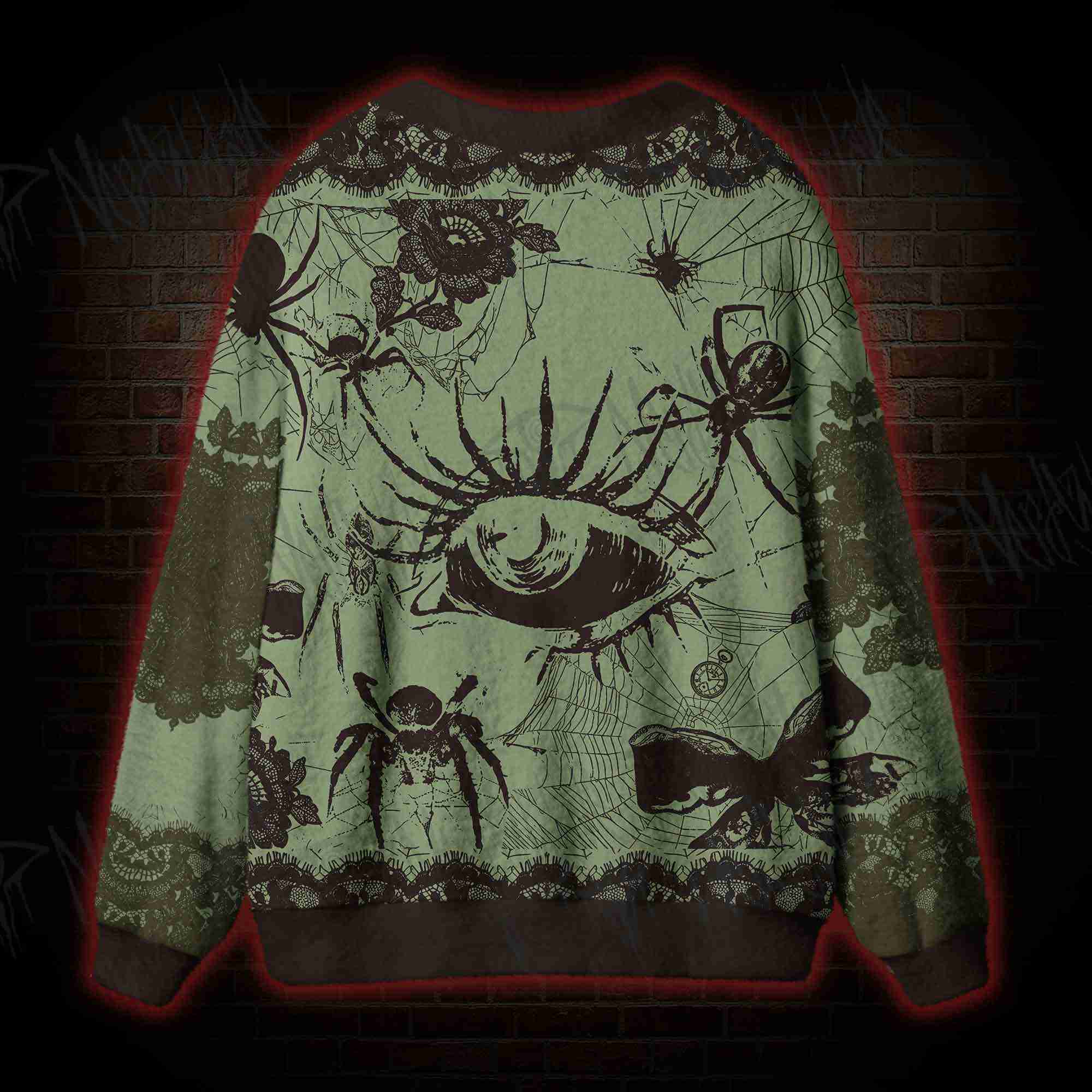 Sage Spider Lace Cardigan Sweater