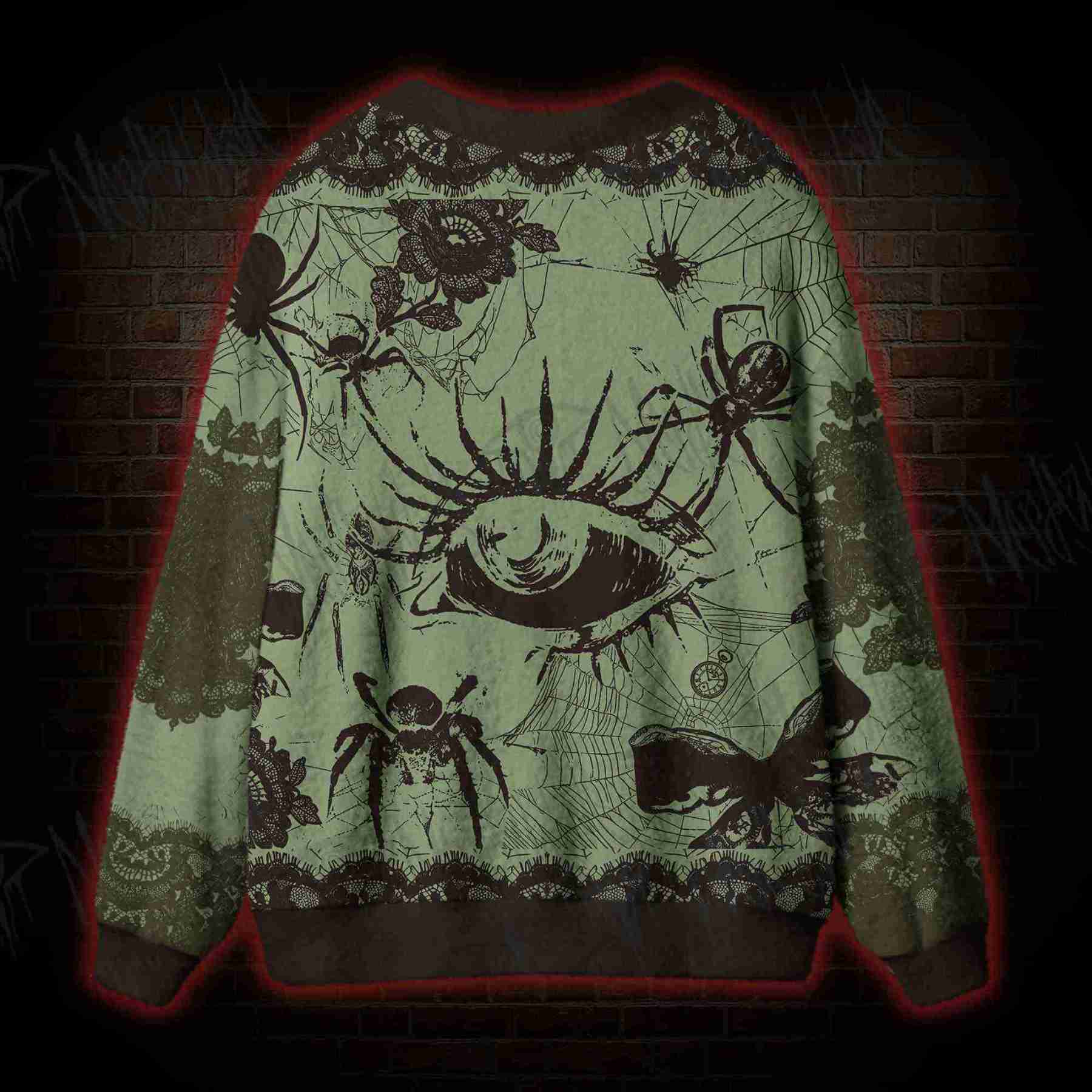 Sage Spider Lace Cardigan Sweater