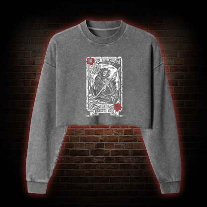 Memento Mori Washed Cropped Sweatshirts