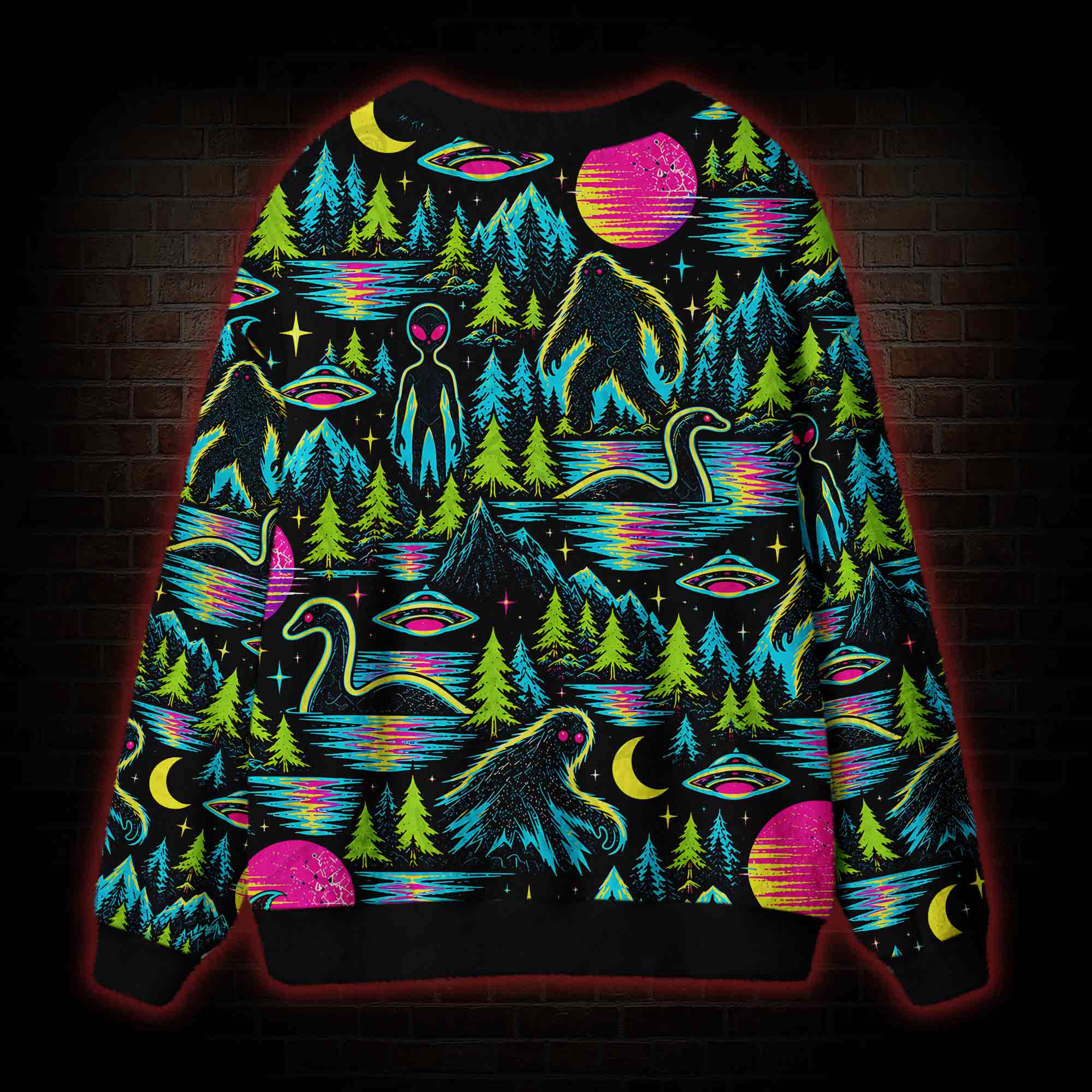 Neon Cryptid Lakes Cardigan Sweater