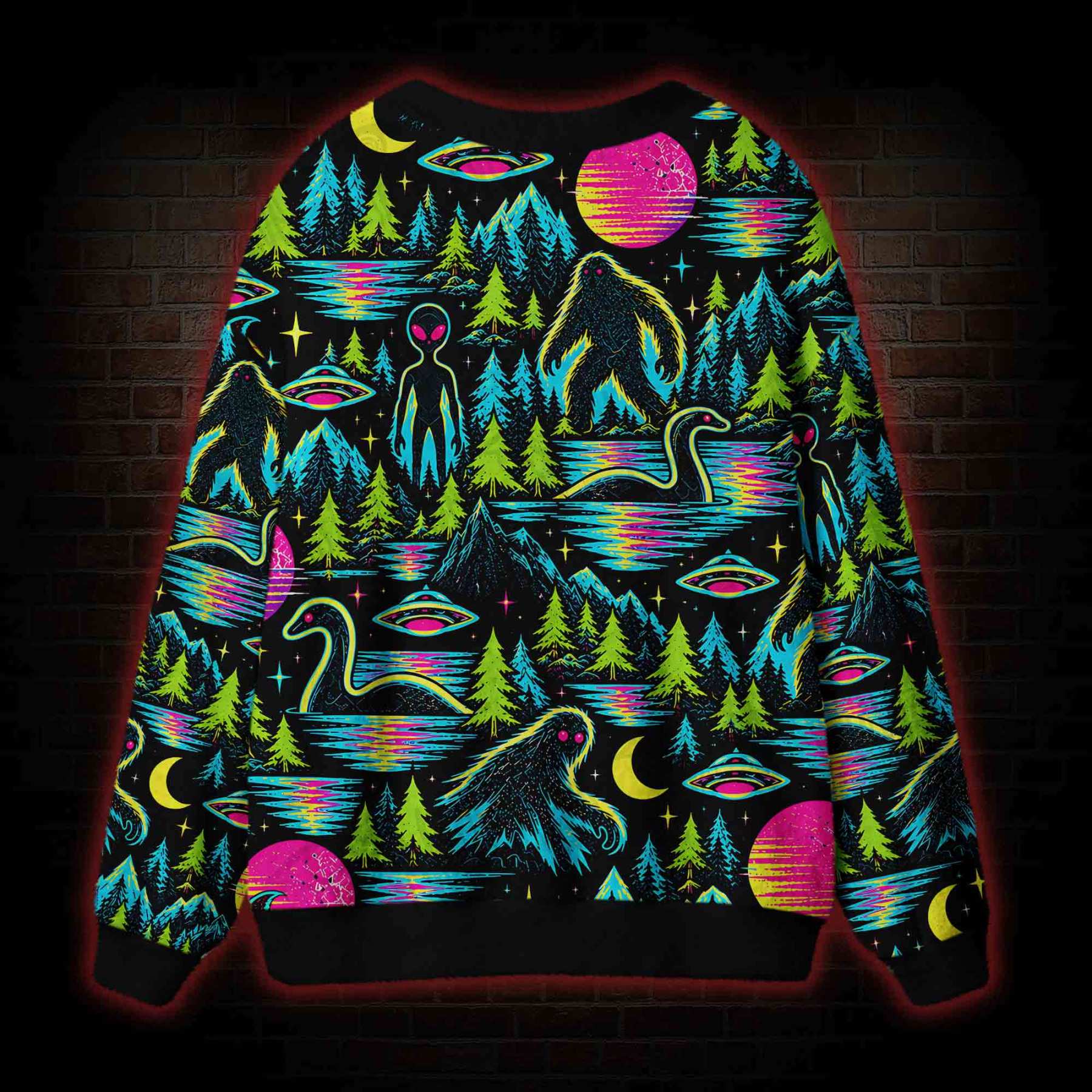 Neon Cryptid Lakes Cardigan Sweater
