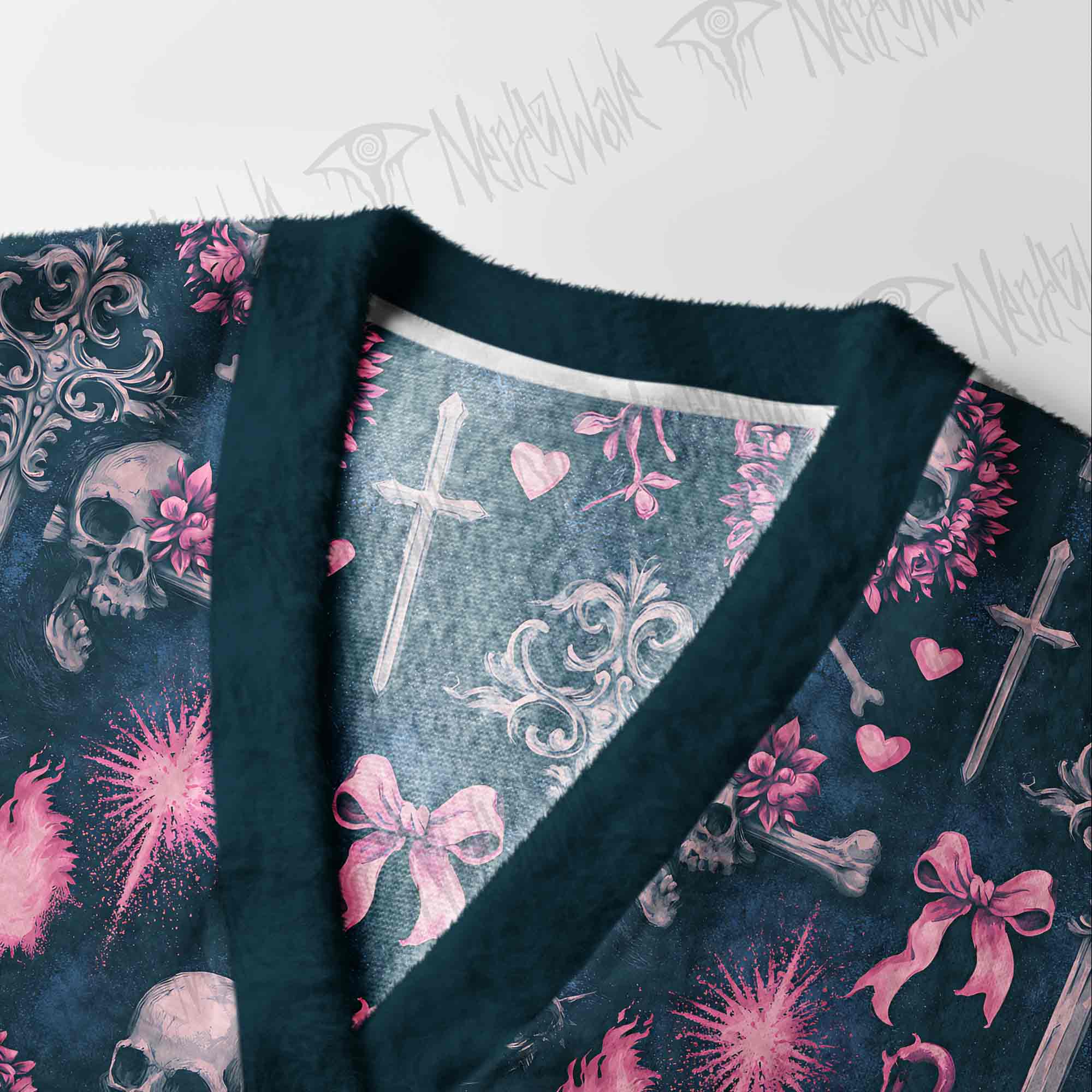 Pink Skull Relics Cardigan Sweater