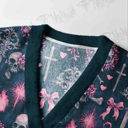 Pink Skull Relics Cardigan Sweater
