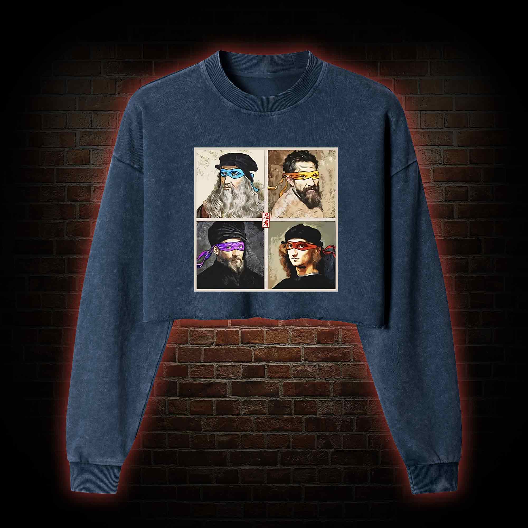 Masters of the Renaissance in the Light Washed Cropped Sweatshirts