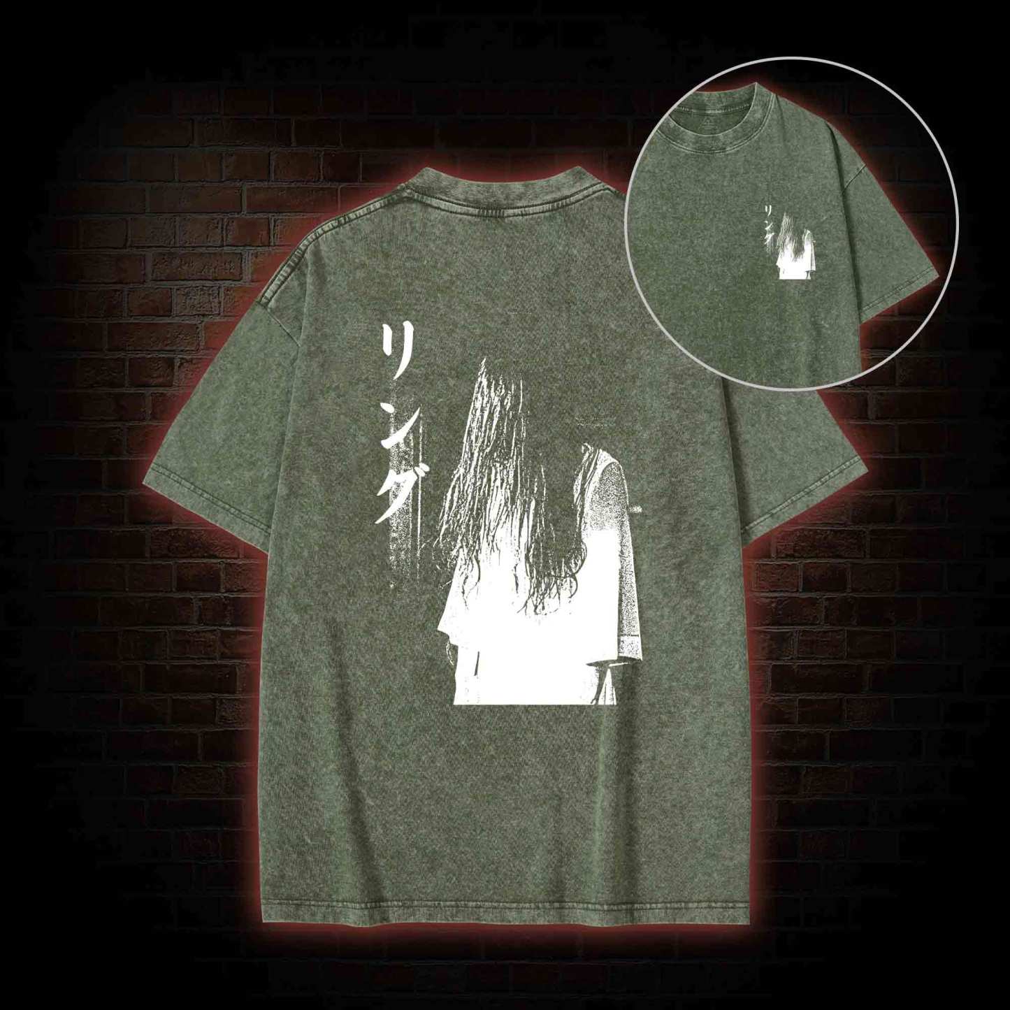 Vintage Ghost Back Print Washed T-shirt