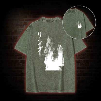 Vintage Ghost Back Print Washed T-shirt