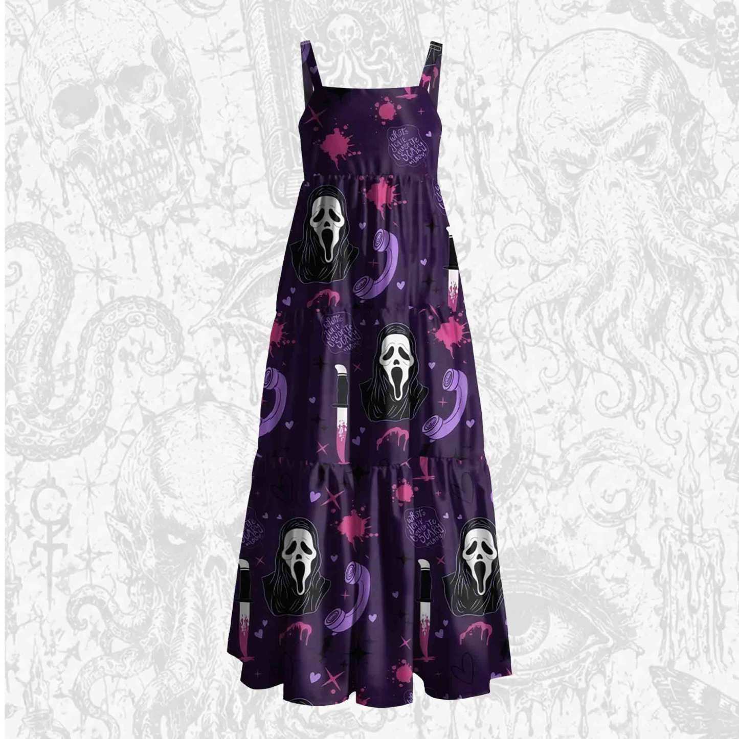 What's Your Favorite Scary Movie Wide Straps Maxi Dress