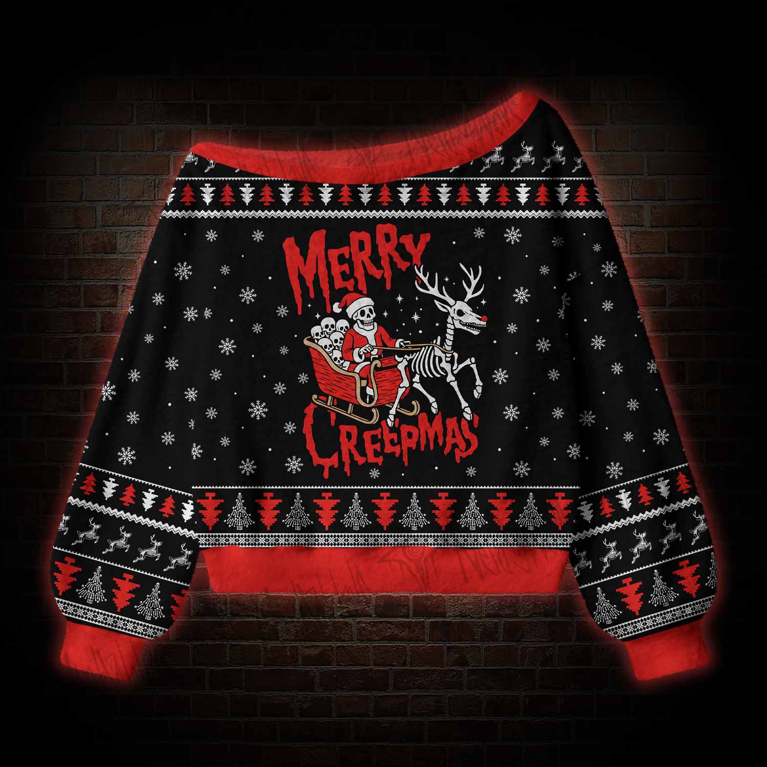 Merry Creepmas Off Shoulder Ugly Sweater