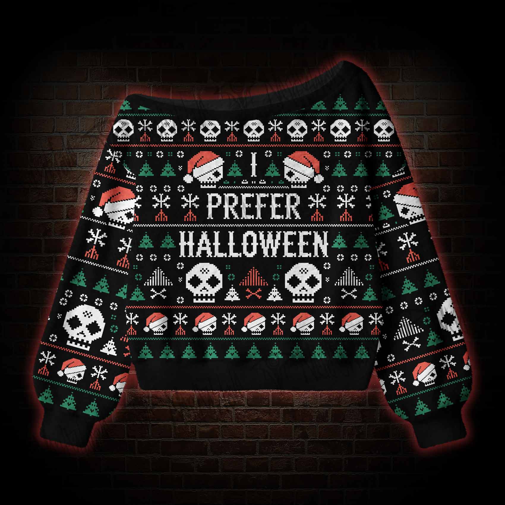 I Prefer Halloween Off Shoulder Ugly Sweater