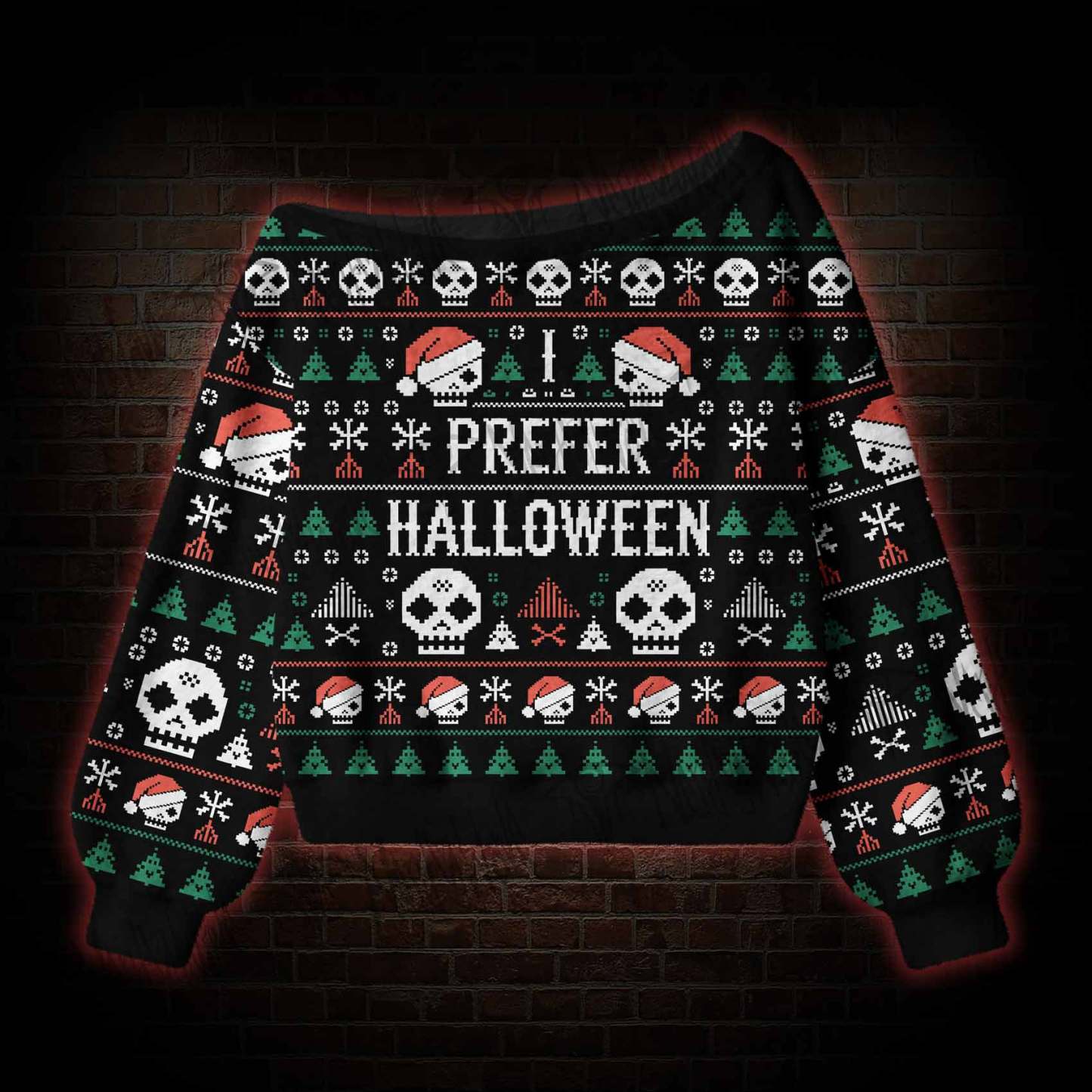 I Prefer Halloween Off Shoulder Ugly Sweater