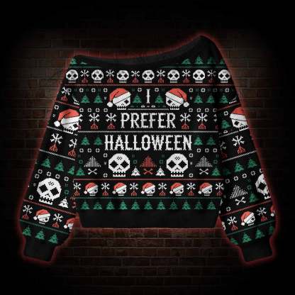 I Prefer Halloween Off Shoulder Ugly Sweater
