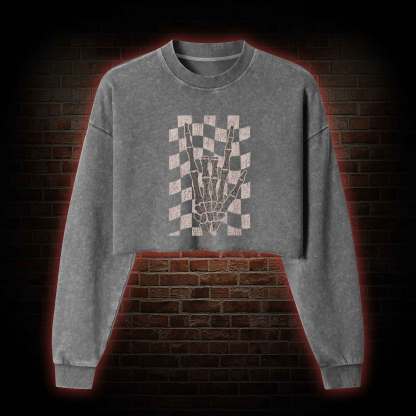Skeleton Hand Washed Cropped Sweatshirts