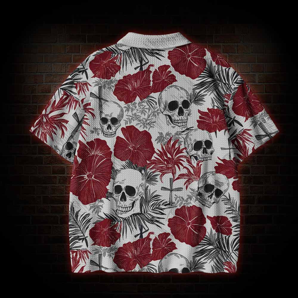 Poppy and Skull Crochet Knit Polo Shirt