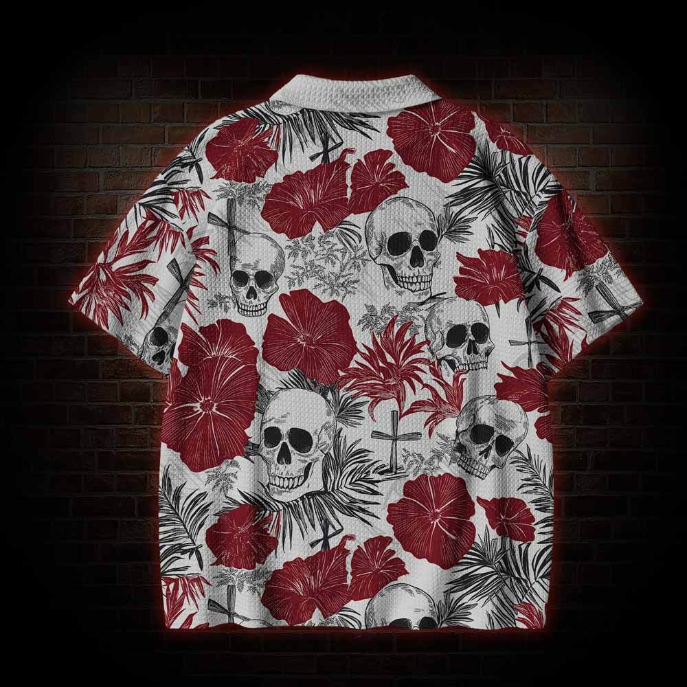Poppy and Skull Crochet Knit Polo Shirt