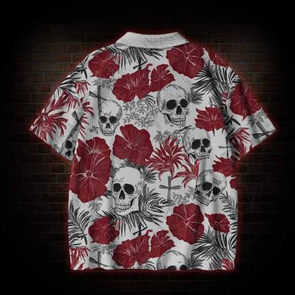 Poppy and Skull Crochet Knit Polo Shirt