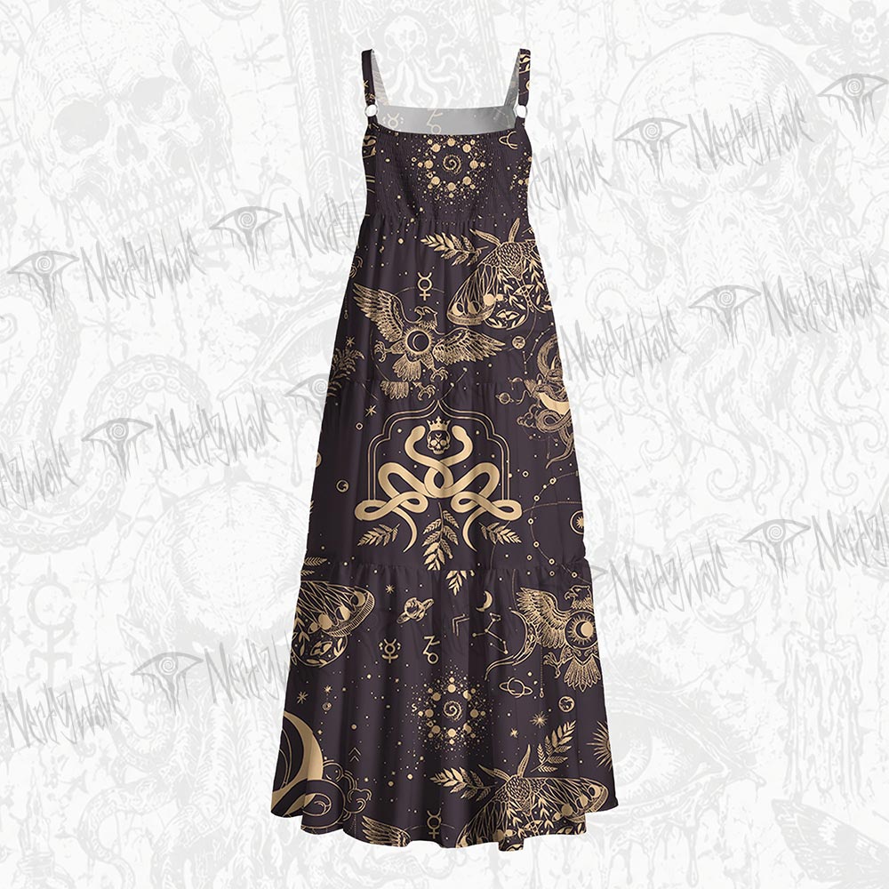 243Witchy Lunar Serpent Wildflower Wide Straps Maxi Dress